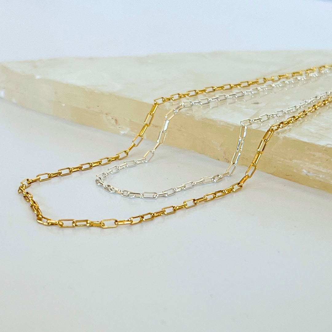 Two Tone Mini Paper Clip Necklace