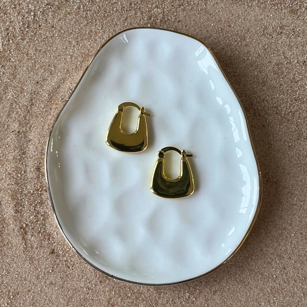 Retro Hoop Earrings - Chunky Rectangle