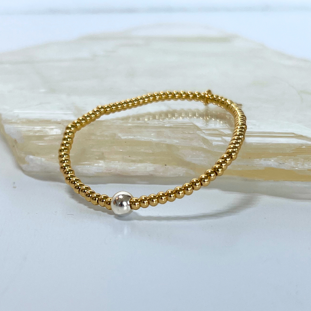 3|6MM Mixed Metal Beaded Bracelet