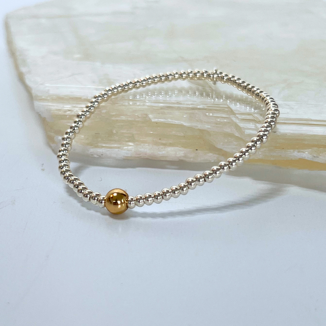 3|6MM Mixed Metal Beaded Bracelet