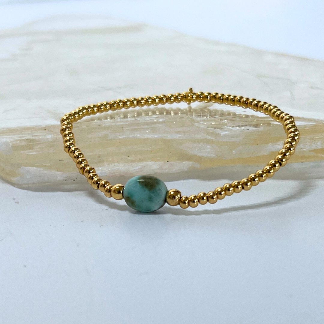 Larimar Oval Beaded Bracelet