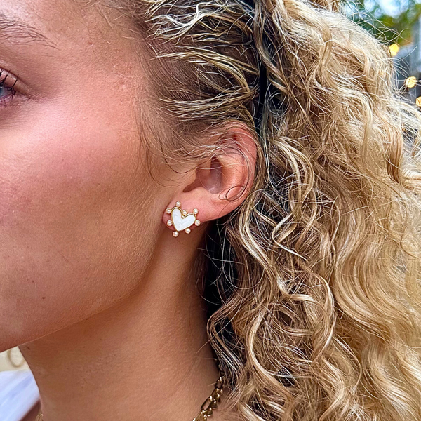 Enamel Heart Stud Earrings