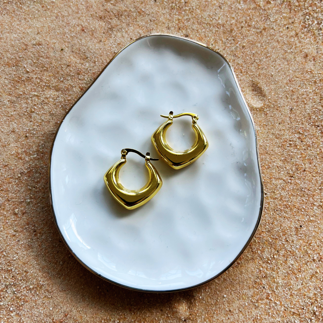Retro Hoop Earrings - Chunky Rhombus