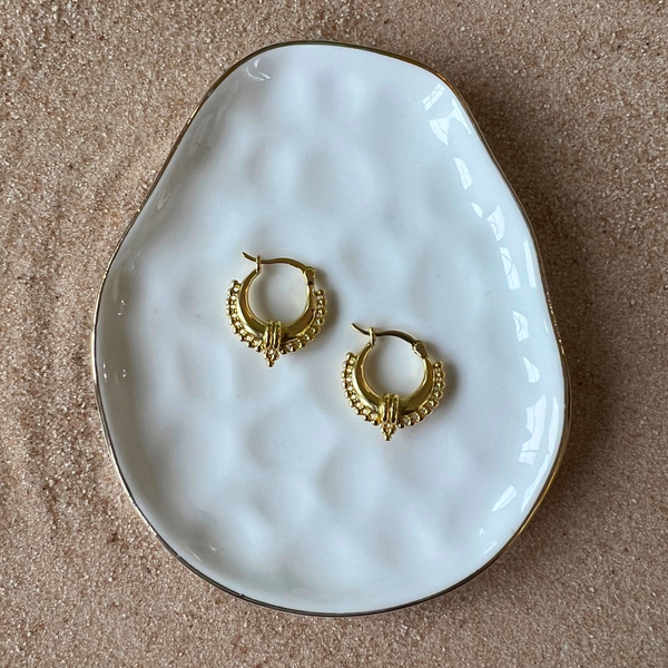 Retro Hoop Earrings - Beaded Huggie