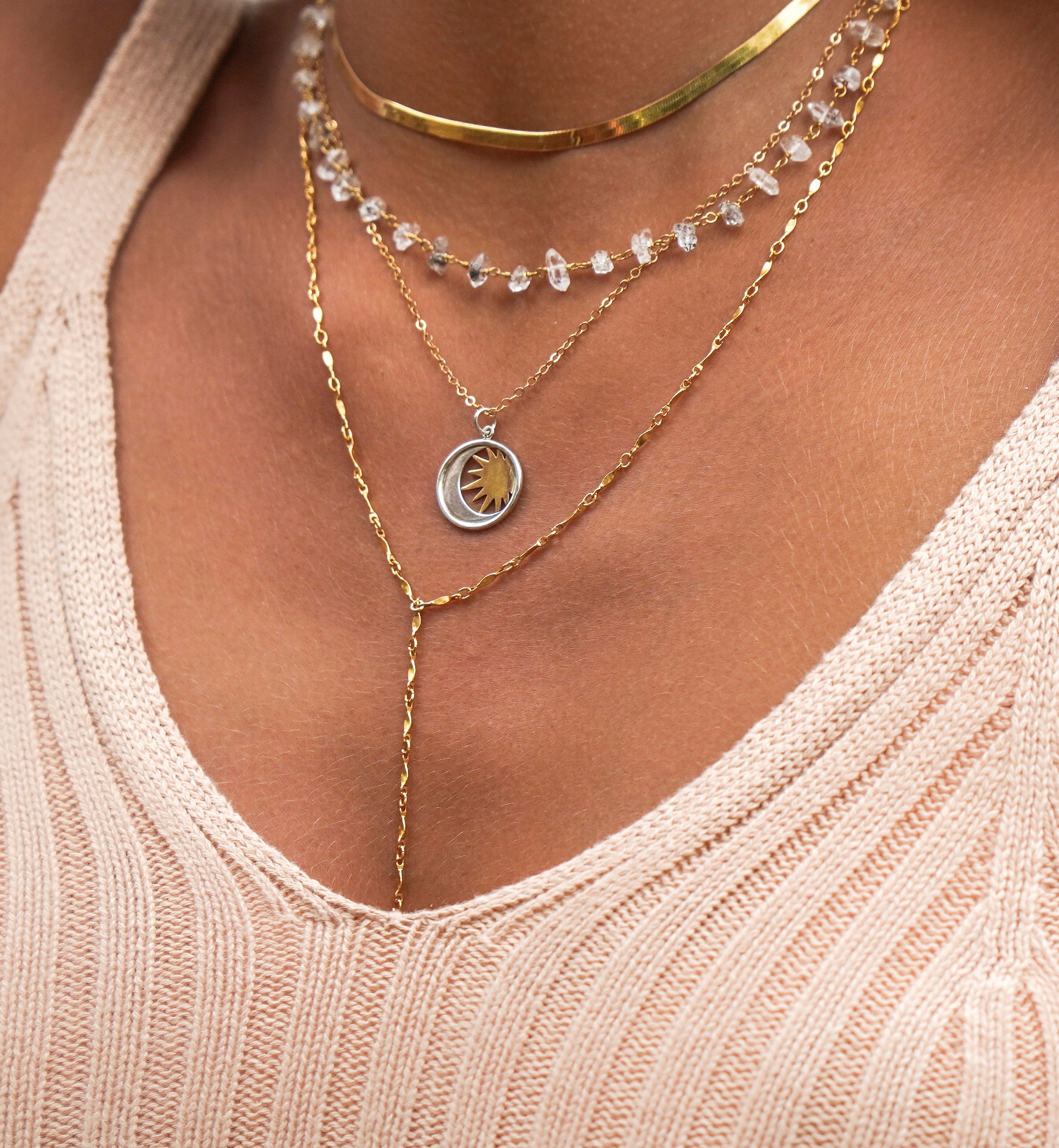 Payton layered necklaces in gold.