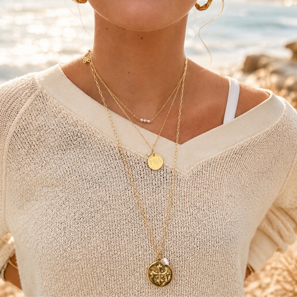 Payton Logo Coin Necklace | 26" with Coin Pearl