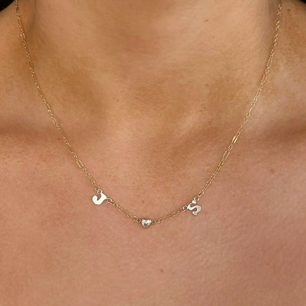 Custom Initials/Name Keepsake Necklace | Heart Stone & Your Choice of Two Initials