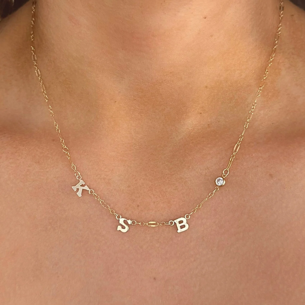 Custom Initials/Name Keepsake Necklace | Single Birthstone