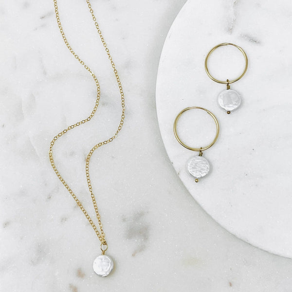 Mini Island Coin Necklace & Earrings | Gift Set