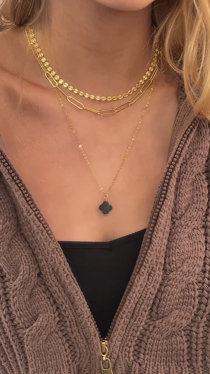 Payton Clover Necklace - Onyx