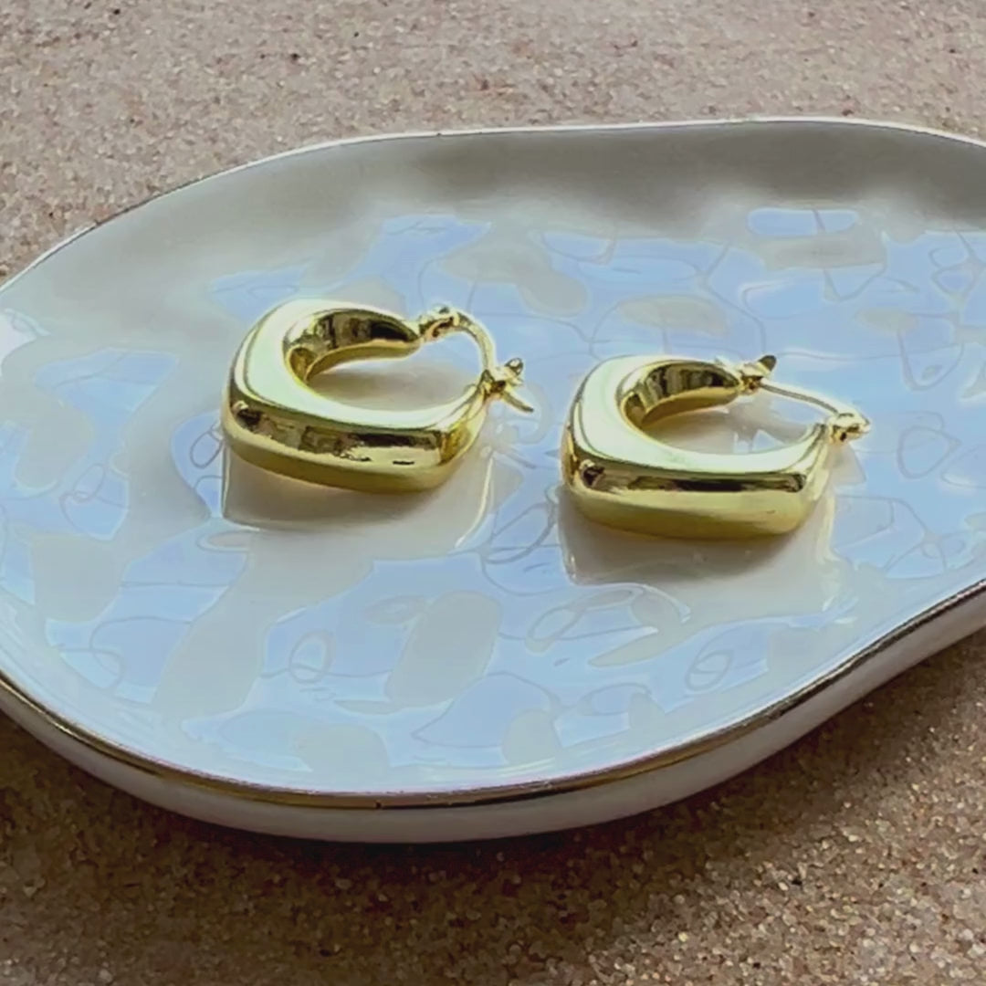 Retro Hoop Earrings - Chunky Rhombus