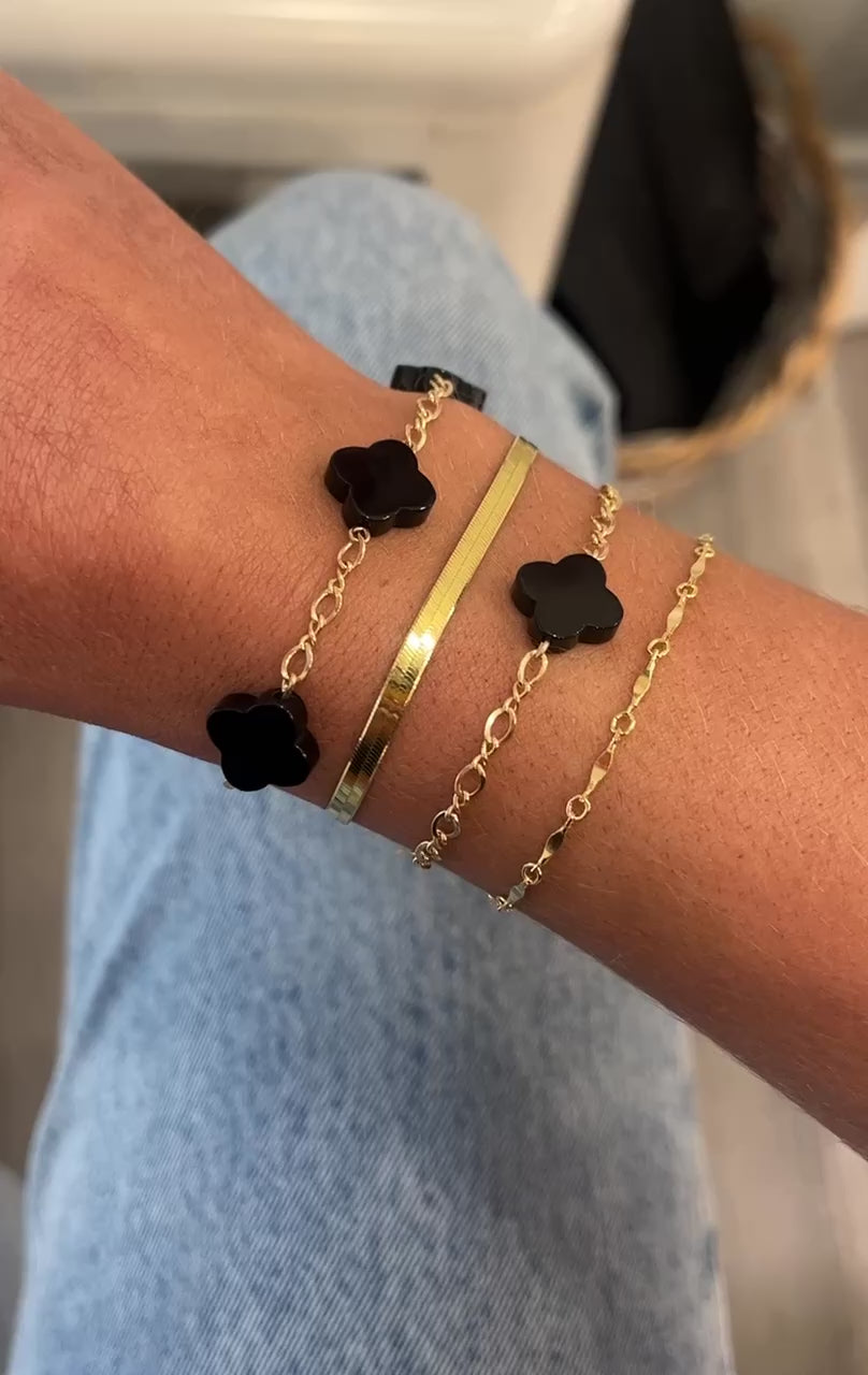 Payton Triple Clover Bracelet - Onyx
