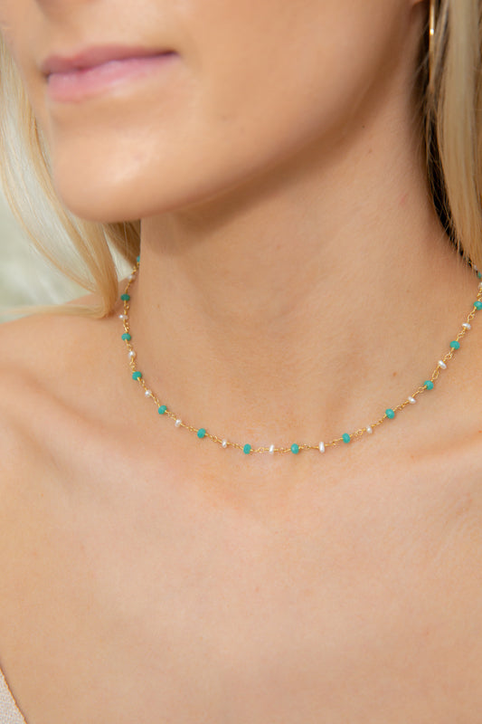 Coastal Country - Turquoise & Pearl Choker